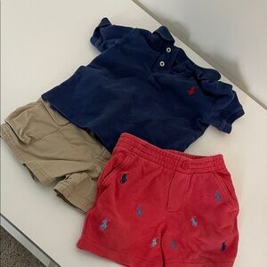 Ralph Lauren 12 month polo and two pairs of shorts